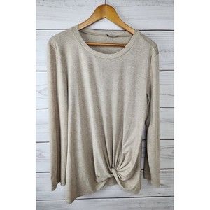 Twist Front Tan Long Sleeve Women's Large Yidarton